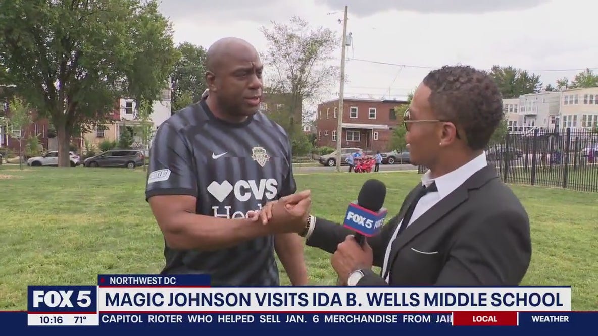 Magic Johnson visits Ida B. Wells middle school in DC